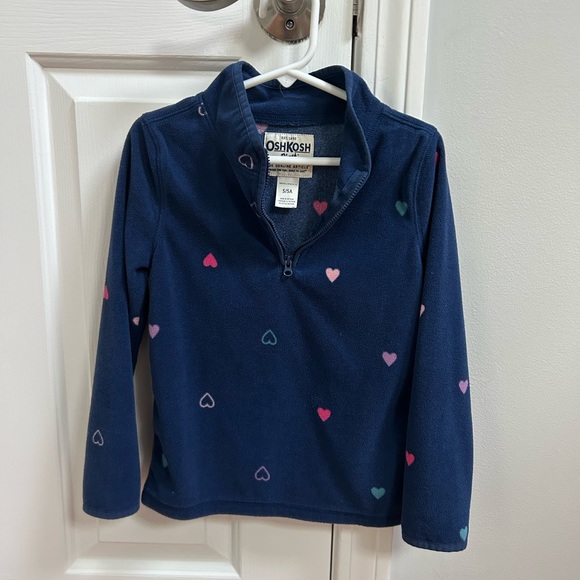 Polyester fleece size 5 toddler. Blue with pink hearts. - Picture 1 of 4